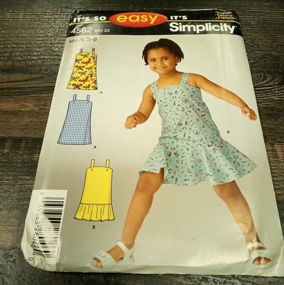 Simplicity Sewing Pattern 4562 Girls Dress Jumper Size 3-8 Uncut - Picture 1 of 1